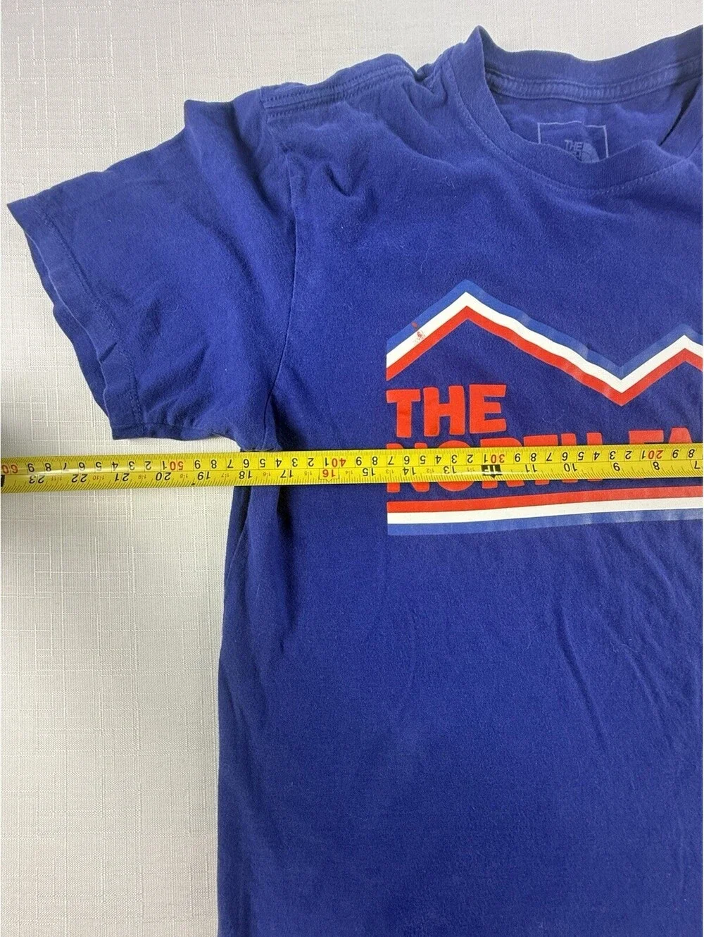 The North Face Graphic Logo T Shirt Men’s Small Blue Red Short Sleeve Cotton Tee